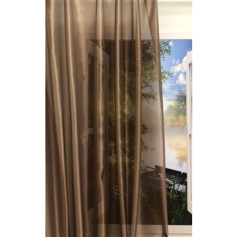 Dekostoff Gardine Vorhang braun schimmernd einfarbig uni transparent, Meterware