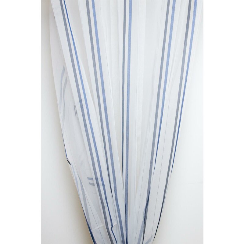 Stores Gardine Stoff Vorhang Streifen blau weiß transparen