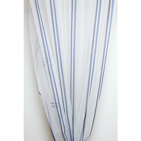Stores Gardine weiß Vorhang Stoff blau transparen Streifen