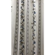 Landhaus Dekostoff natur Streifen Blumen blau beige braun...