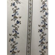 Landhaus Dekostoff natur Streifen Blumen blau beige braun blickdicht, Meterware