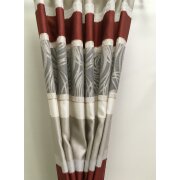 DekoStoff Gardine Streifen Kringel grau beige rot blickd., Restst&uuml;ck 2,8 m