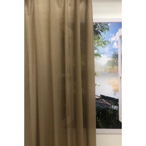 Dekostoff Gardine Vorhang schlamm uni einfarbig teiltransparent, Meterware