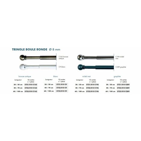 Vitragenstange Scheibenstange Kugel graphit anthrazit ausziehbar 40-70 cm