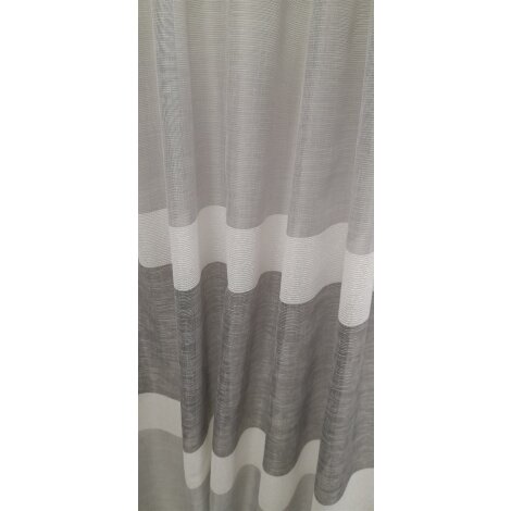 Dekostoff Gardine Vorhang Streifen grau wei&szlig; anthrazit teiltransparent, Meterware