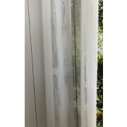 Stores Gardinenstoff Streifen Fransen rohwei&szlig; anthrazit transparent, Meterware