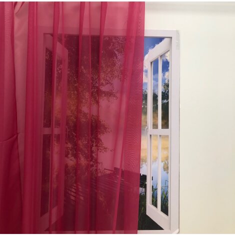 Voile Stoff Deko trans uni, pink Vorhang Gardine einfarbig