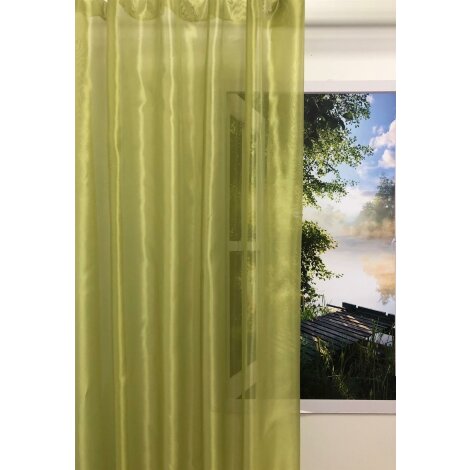 Dekostoff Gardine Vorhang einfarbig uni apfelgr&uuml;n transparent, Meterware