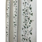 Landhaus Dekostoff Vorhang Blumen Streifen natur gr&uuml;n beige blickdicht, Meterware