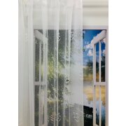 Gardinenstoff Blumenfenster Stores Bord&uuml;renstores wei&szlig; transparent, Meterware