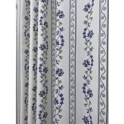 Landhaus Dekostoff natur Streifen Blumenranke gr&uuml;n blau blickdicht, Meterware