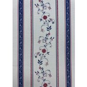 Landhaus Dekostoff natur Streifen Blumenranke blau rot blickdicht, Meterware