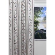 Landhaus Dekostoff natur Streifen Blumen beige grau rot...