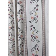 Landhaus Dekostoff natur Streifen Blumen beige grau rot...