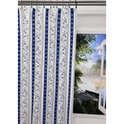 Landhaus Dekostoff natur Streifen Blumen beige blau...