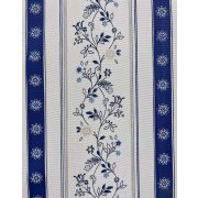 Landhaus Dekostoff natur Streifen Blumen beige blau blickdicht, Meterware