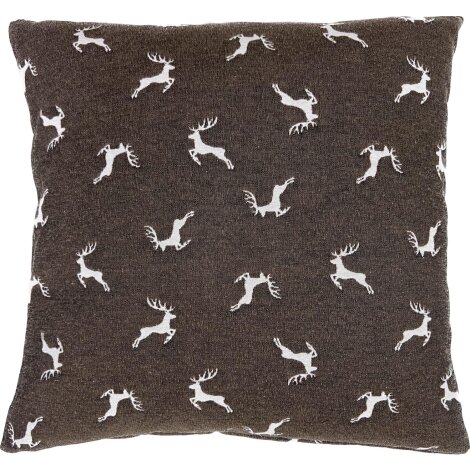 Kissenh&uuml;lle Kissen Bezug Landhaus springender Hirsch braun creme, 40 x 40 cm