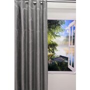 Dekostoff Vorhang Kreise silber grau blickdicht, Meterware