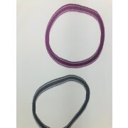Stores Gardine Vorhang Sherley Kreis wei&szlig; lila grau transparent, Meterware