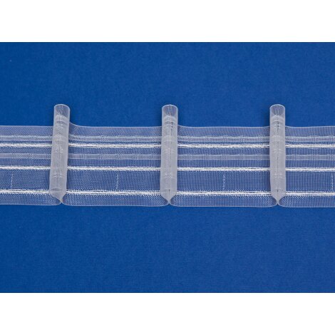 Faltenband Gardinenband Reihband 1er-Falte breit wei&szlig; transparent, Meterware 2,5